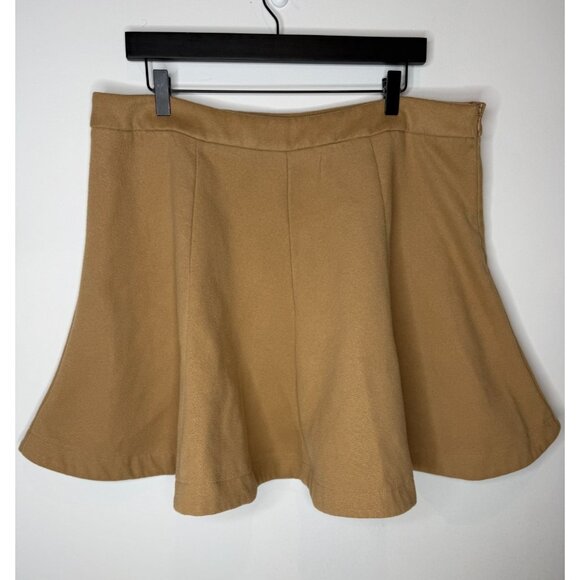 SHEIN Skirt Womens Preppy Academia Old Money A Line Flare Plus Size 2XL 16 Tan - Picture 1 of 11